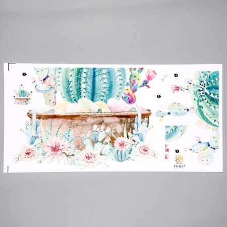 Stick plastic interior color "Cacti in a pot" 30x60 cm-1