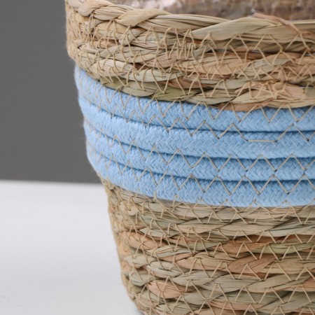 Kashpo wicker "Namibia", 15.5x15.5x13.5 cm, natural, blue-2