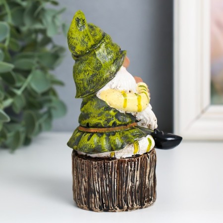 Polystone souvenir "Dwarf in a green cap on a foam" 6.7x5.5x11.5 cm-1