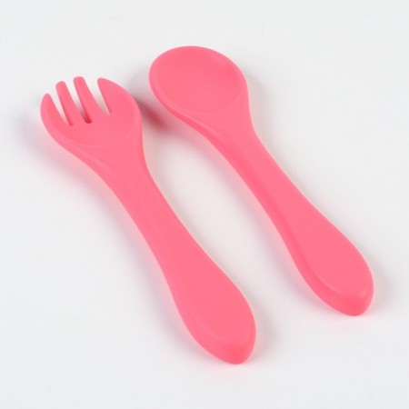 Baby plate on a suction cup and cutlery, I am a pink crumb-5