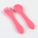 Baby plate on a suction cup and cutlery, I am a pink crumb