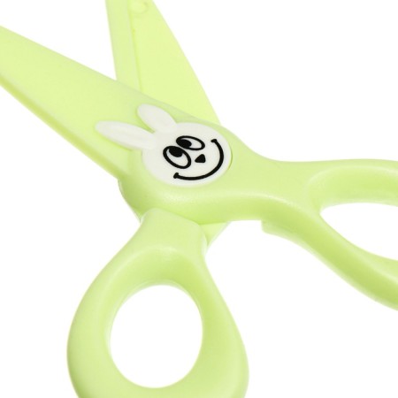 Scissors 11.8 cm plastic handles, rounded ends of the blades, Green Bunny Calligrata-4
