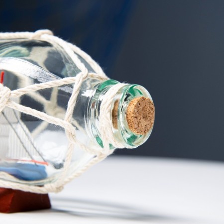 Souvenir ship in a bottle 15x8x9cm, white-3