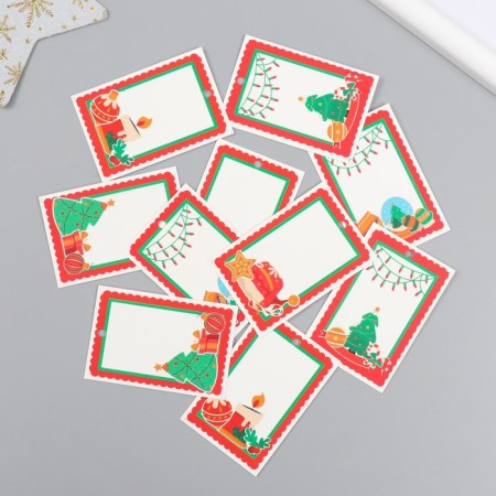 Cardboard "Christmas tree mood" set 10 pcs (5 types) 4x6 cm-1