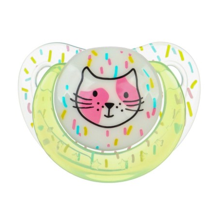 Nipple - dummy silicone orthodontic "cat", from 3 months, with a cap, yellow color-3