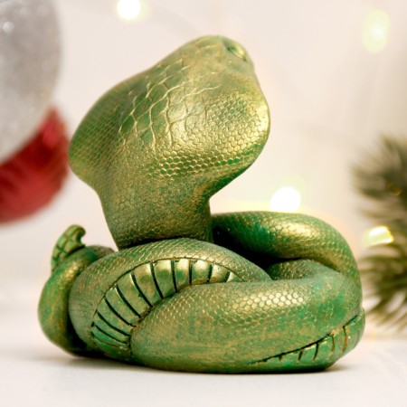 Figure "Cobra" Green with gilding, 6x7x5cm-3