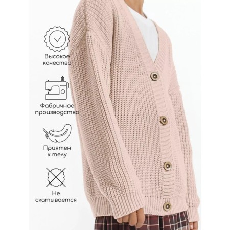 Cardigan for girls, height 122 cm, white-pink color-4