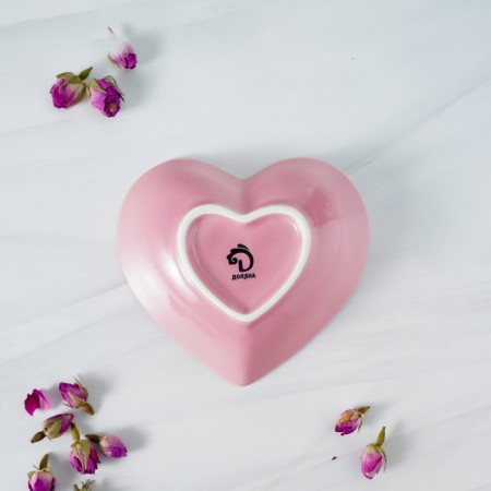 Ceramic Dolyana Salamnik "Heart", 130 ml, 12.5 × 11.5 cm, pink color-7