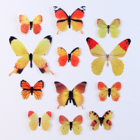 Set for decorating "Butterflies", 12 pcs, yellow color-1