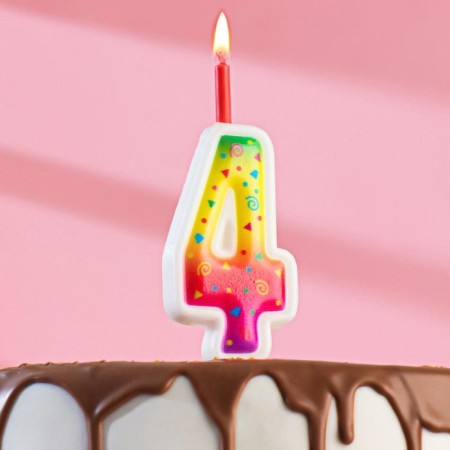 Candle for the cake "Color Flame", 10 cm, number "4"