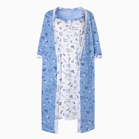 Female set (shirt/robe) for pregnant women, blue color, size 48-1