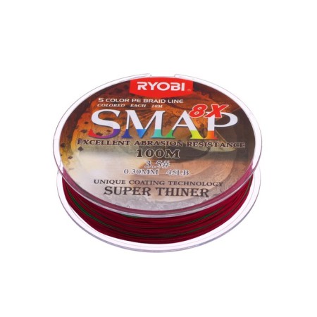 Ryobi Smap PE8X cord, diameter 0.310 mm, test 20.4 kg, 100 m, Multi Color