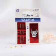 Sewing needles for beads, d = 0.46 mm, 5.4 cm, with a filamenter, 6 pcs