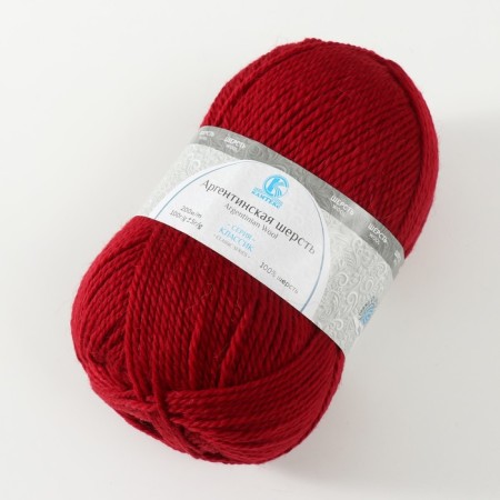 Yarn "Argentinean wool" 100% imported p/t wool 200m/100g (091, cherry)
