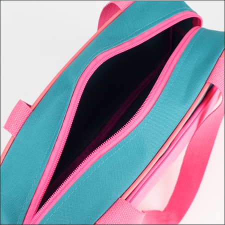 Lightning bag, external pocket, textura, pink/turquoise color-4