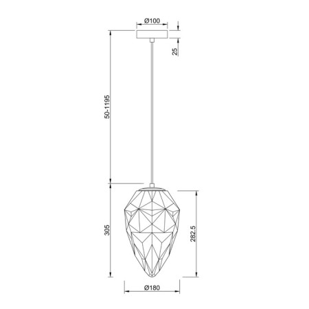Suspension lamp Maytoni P052PL-01BL, E27, 1x40 W, 180x180x1500 mm, Chrome-2