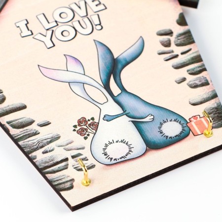 Wall keynet "I love you", 15 x 15.5 cm.-5