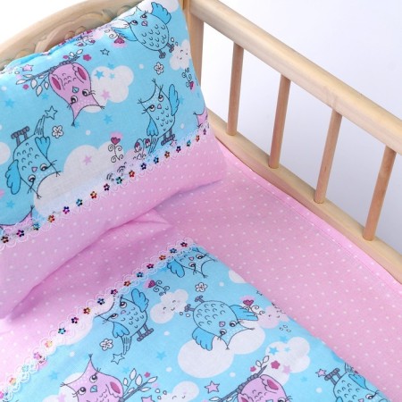 Puppet bed "Zavodi in clouds with roses," x/b, sheet 46*36, blanket, 46*36, pillow 23*17-5