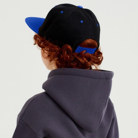 Basebolk with a direct visor for the boy Minaku, size 56, black/blue color-4