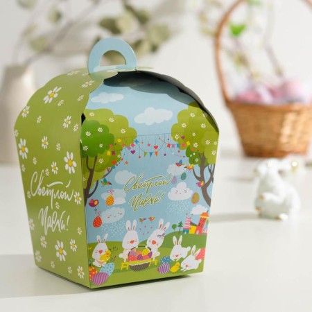 Easter box "Light Easter!", Rabbits, chamomile, 15 x 15 x 18 cm