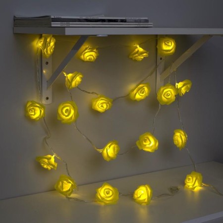 Garland “thread” 5 m with nozzles “yellow roses”, ip20, transparent thread, 20 LED, glow warm white, 220 V-2