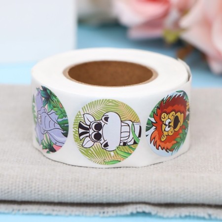 Stickers in the roll "Animals", 500 pcs, 2.5 x 2.5 cm-1
