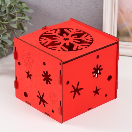 Casket-Cub "Snowflake" red 15.5x15x14 cm (set of 6 parts)-3