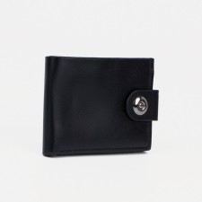 Male purse for magnet, department for bills, for maps, for coins, black color