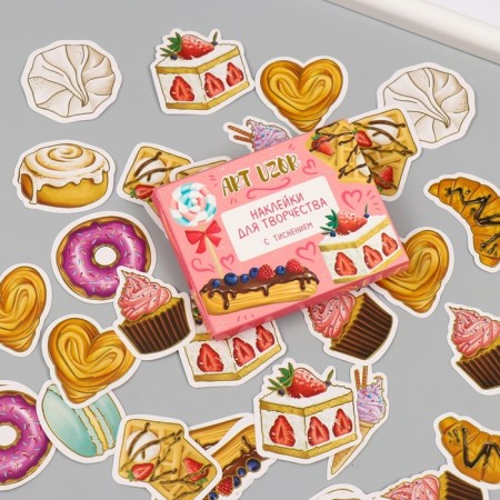 Stickers for creativity "Sweets" embossing gold set 48 pcs 9x7x0.8 cm