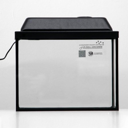 Aquarium "rectangular atoll" with a lid, 16 liters, 35 x 17 x 27/32 cm, black-1