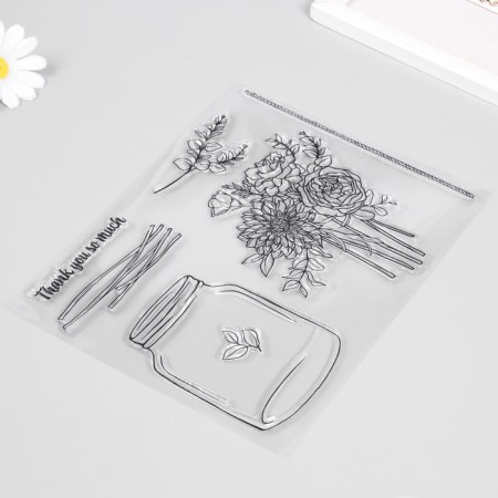 Stamp for creativity "Bank with flowers" 17x21.5x0.3 cm-1