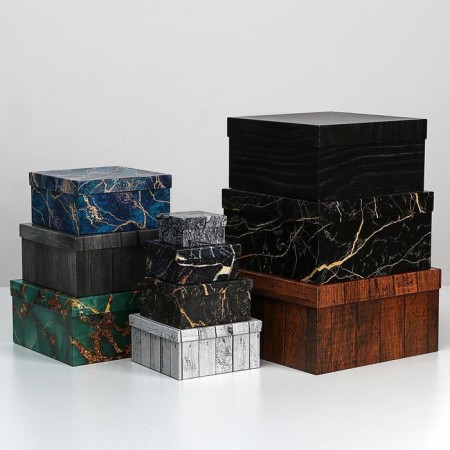 A set of boxes 10 in 1 "Texture", 25.5 x 25.5 x 13 - 7 x 7 x 4 cm