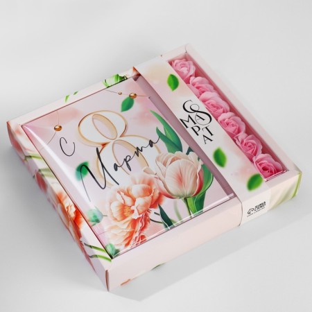 Gift set: A5.80 Diary and soap petals "Tulips on March 8"-7