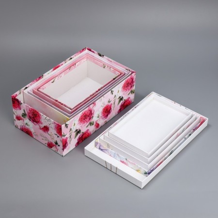 Set of boxes 5 in 1, gift packaging, “Flowers”, 22 x 14 x 8.5 - 32.5 x 20 x 12.5 cm-13