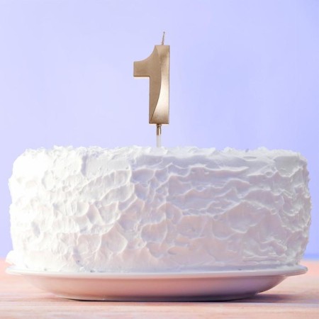 Candle for the cake, number "1", champagne.-6