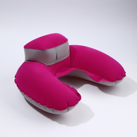 A pillow for the neck, with a headrest, inflatable, in a case, 43 × 28 cm, pink color-1