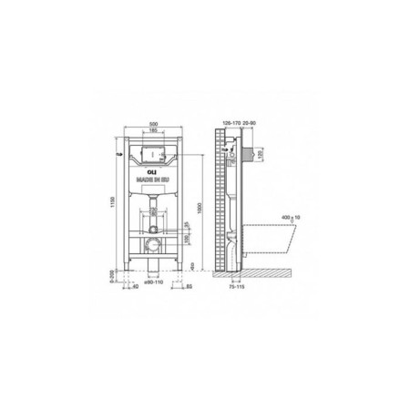Installation OLI 879235PKA00, for suspended toilet, mount, Karisma flushing button-1