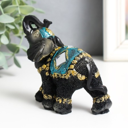 Souvenir Polystone "Elephant in Blue Popone with brushes and mirrors" h = 10; 8; 7; 6; 5.2; 4.9; 4.5 cm-4