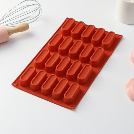 The baking uniform “Sweets. Excler”, silicone, 29 × 17 × 2 cm (5.8 × 2.3 × 2 cm), 20 cells, chocolate color