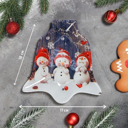 The dish New Year's glass serving shares "Bell. Snowmen Dreamers ", 18 × 17 cm-5
