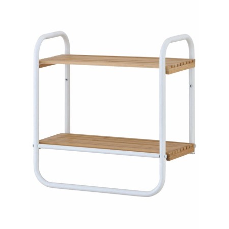 Halled Kyoto shelf, in the bathroom, with a bar for a towel, white