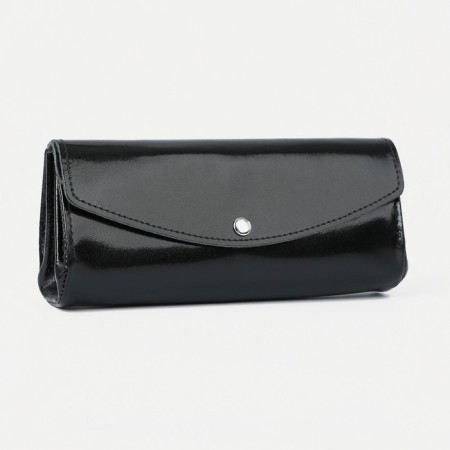 Women's wallet on the button, black color