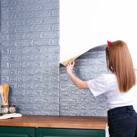 Self -adhesive PVC panel "Gray brick" 70 x 77cm-2