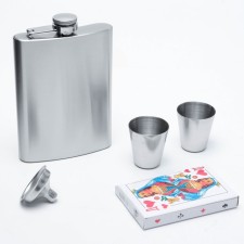 Gift set 5 in 1: Flaw 240 ml, 2 glasses, funnel, deck of cards