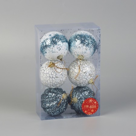 Set of balls plastic D-8 cm, 6 pcs "Xavier" Assorted, white-blue-1