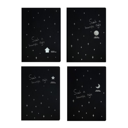 A4 sketchbook, 30 black sheets on the crest, "Star Night", density 70 gr., Mix