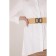 Women's belt, width 6 cm, metal buckle, beige color