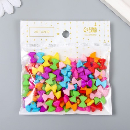 Beads for creativity plastic "Bright bows" set of 120 pcs 0.2x1x0.7 cm-5