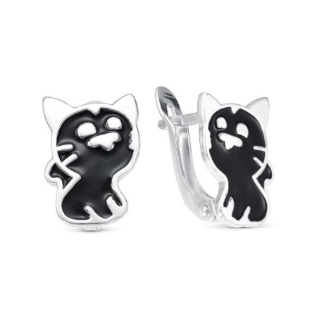 Children's earrings "kitten", echoing, black color
