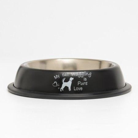A bowl with a non -slip base with a print, 445 ml, black-1